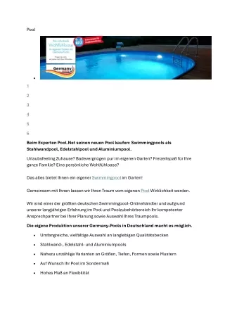 Beim Experten Pool.Net seinen neuen Pool kaufen: Swimmingpools als Stahlwandpool