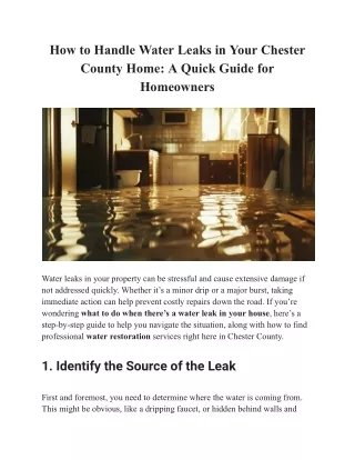 How to Handle Water Leaks in Your Chester County Home_ A Quick Guide for Homeowners