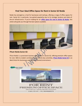 Premium Office Space for Rent KLJ Noida One Sector-62