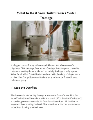 What to Do if Your Toilet Causes Water Damage