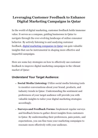 Leveraging Customer Feedback to Enhance Digital Marketing Campaigns in Qatar