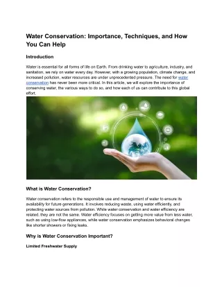 Water Conservation_ Importance, Techniques, and How You Can Help