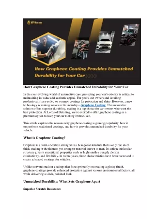 How Graphene Coating Provides Unmatched Durability for Your Car