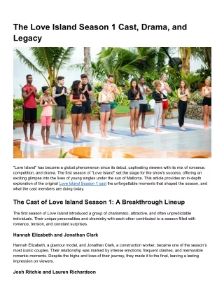 The Love Island Season 1 Cast, Drama, and Legacy