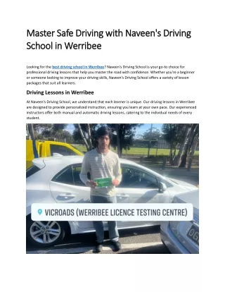 Master Safe Driving with Naveen's Driving School in Werribee