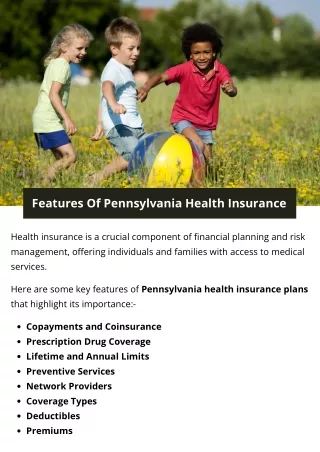 Features Of Pennsylvania Health Insurance