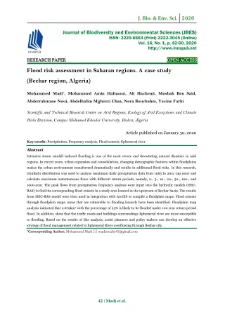 Flood risk assessment in Saharan regions. A case study (Bechar region, Algeria)