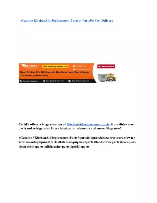 Genuine KitchenAid Replacement Parts at PartsFe Fast Delivery