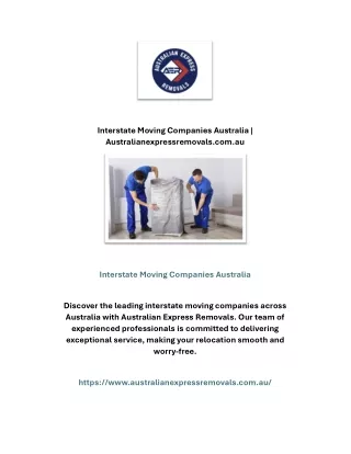 Interstate Moving Companies Australia | Australianexpressremovals.com.au