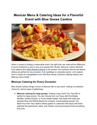 Mexican Menu & Catering Ideas for a Flavorful Event with Blue Goose Cantina