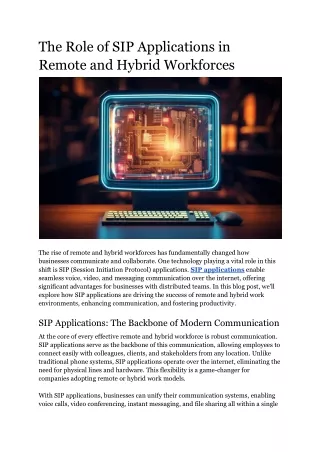 The Role of SIP Applications in Remote and Hybrid Workforces