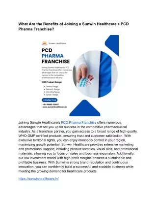 PCD Pharma Franchise