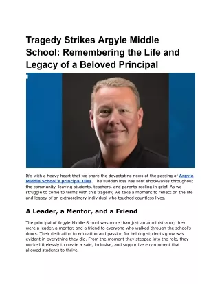 Tragedy Strikes Argyle Middle School_ Remembering the Life and Legacy of a Beloved Principal