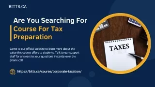 Are You Searching For Course For Tax Preparation