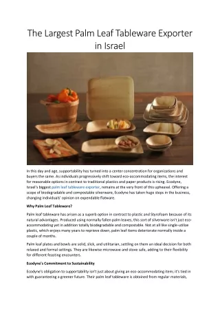 The Largest Palm Leaf Tableware Exporter in Israel