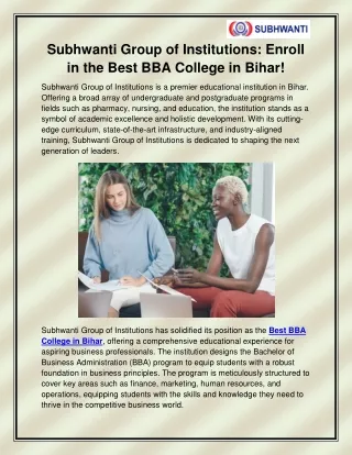 Best BBA College in Bihar