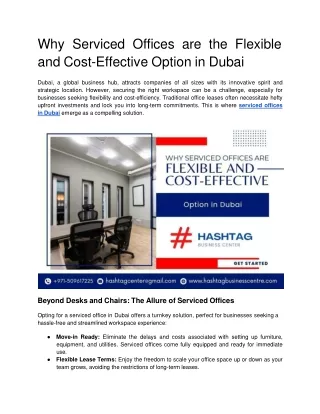 Why Serviced Offices are the Flexible and Cost-Effective Option in Dubai