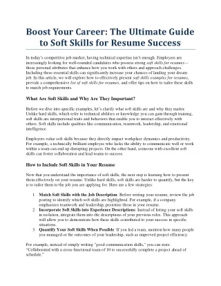 Boost Your Career The Ultimate Guide to Soft Skills for Resume Success