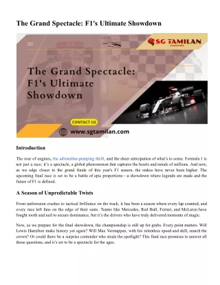 The Grand Spectacle_ F1's Ultimate Showdow