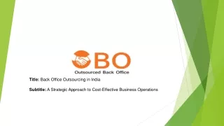 Back Office Outsourcing in India