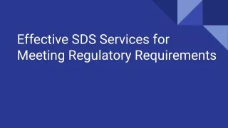 Effective SDS Services for Meeting Regulatory Requirements