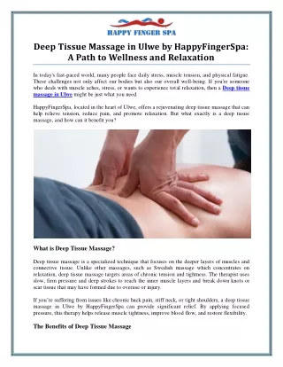 Deep Tissue Massage in Ulwe by HappyFingerSpa