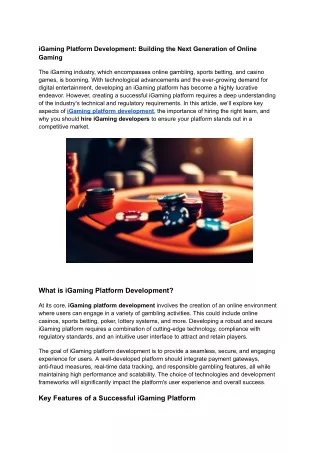 iGaming Platform Development