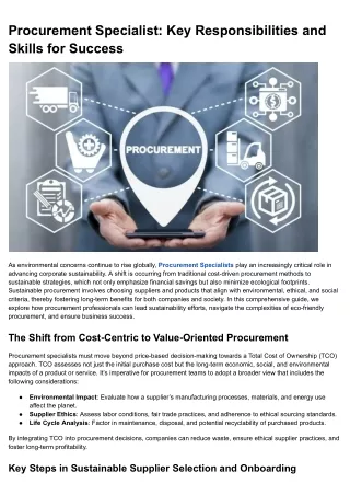 Procurement Specialist_ Key Responsibilities and Skills for Success