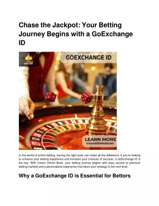 Chase the Jackpot_ Your Betting Journey Begins with a GoExchange ID