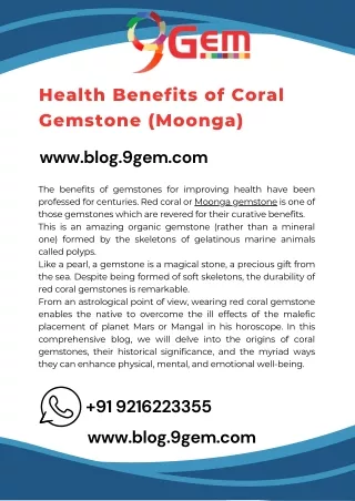 Health Benefits of Coral Gemstone (Moonga)