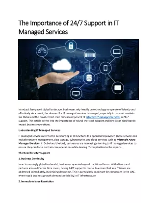 The Importance of 24/7 Support in IT Managed Services