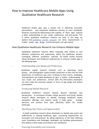 How to Improve Healthcare Mobile Apps Using Qualitative Healthcare Research