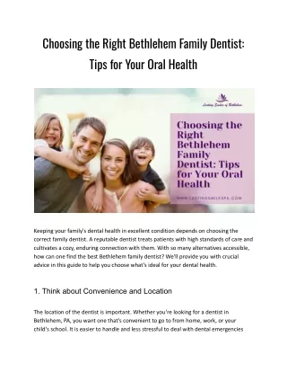 Choosing the Right Bethlehem Family Dentist_ Tips for Your Oral Health