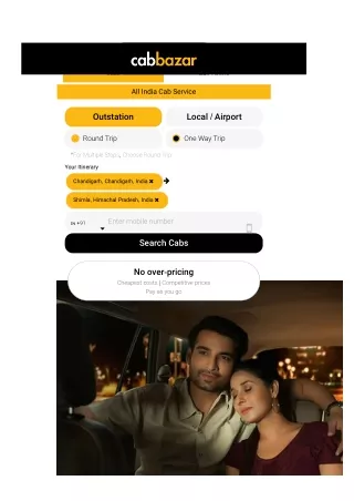 Chandigarh to Shimla Taxi