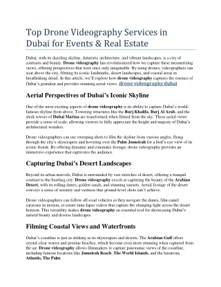 Top Drone Videography Services in Dubai for Events & Real Estate