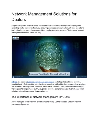 Network Management Solutions for Dealers