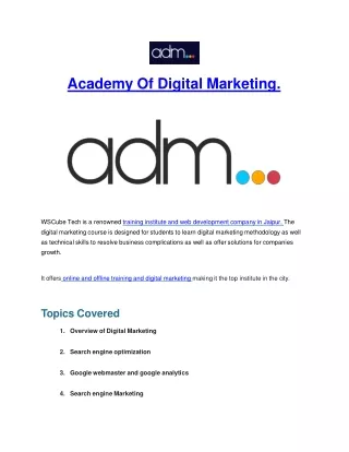 Academy Of Digital Marketing 23'SEP