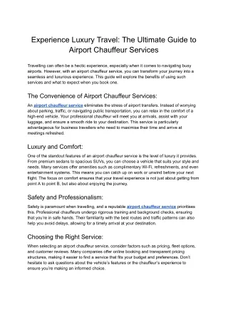 Experience Luxury Travel_ The Ultimate Guide to Airport Chauffeur Services