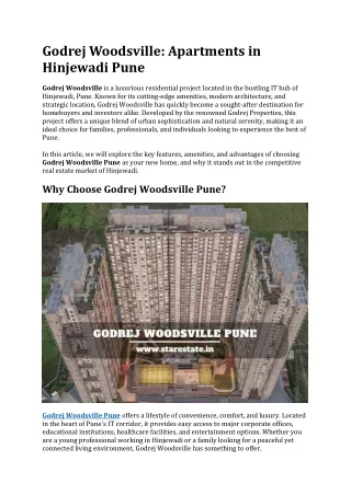 Godrej Woodsville | Flats in Hinjewadi Pune