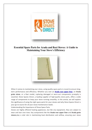 Arada Rear Upper Liner Online in UK | Stove Spares Direct