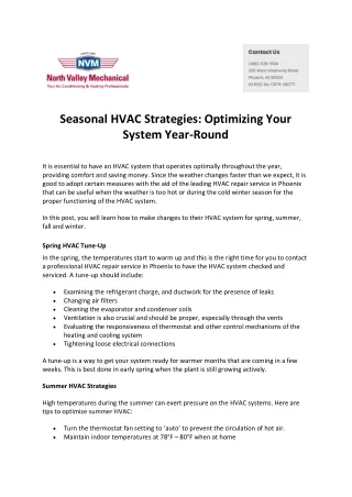 Seasonal HVAC Strategies Optimizing Your System Year-Round