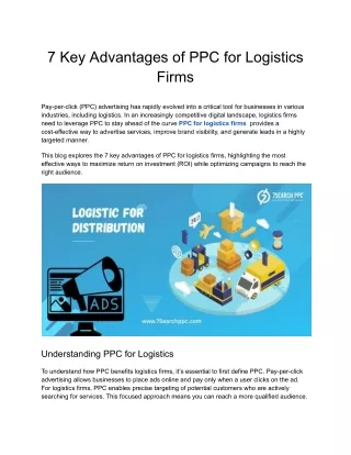 7 Key Advantages of PPC for Logistics Firms