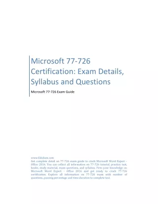 Microsoft 77-726 Certification: Exam Details, Syllabus and Questions