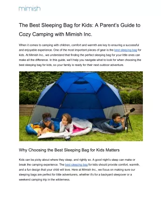 The Best Sleeping Bag for Kids_ A Parent’s Guide to Cozy Camping with Mimish Inc