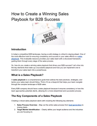 How to Create a Winning Sales Playbook for B2B Success