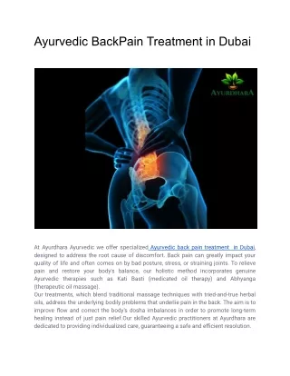 Ayurvedic BackPain Treatment in Dubai