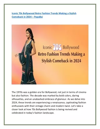 Iconic 70s Bollywood Retro Fashion Trends in 2024 - PepaBai