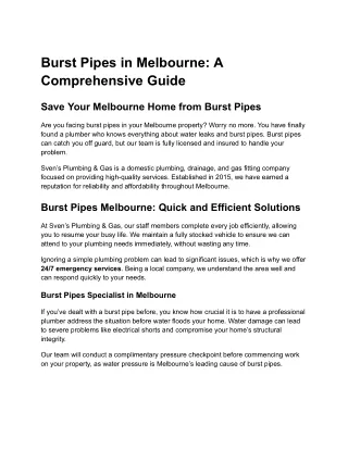 Burst Pipes in Melbourne_ A Comprehensive Guide