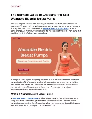 The Ultimate Guide to Choosing the Best Wearable Electric Breast Pump