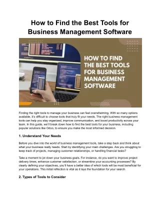 How to Find the Best Tools for Business Management